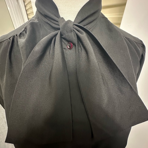 Vintage Black Blouse with Bow - Picture 2 of 8